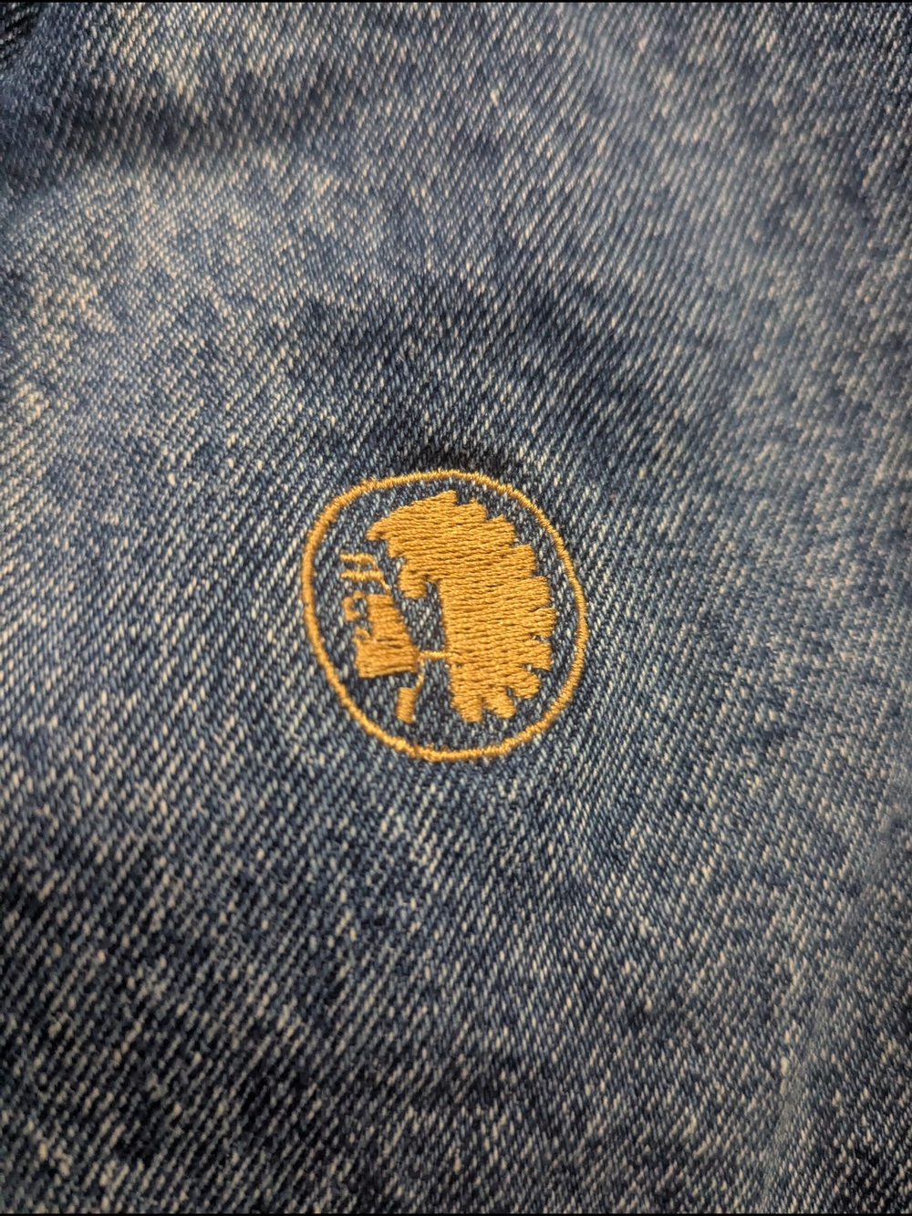 Dunbrooke Two-Tone Denim Bomber Jacket in Blue and Brown - Picture 7 of 12